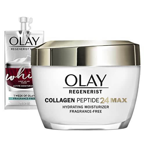 Olay Regenerist Collagen Peptide 24 MAX Hydrating Face Moisturizer, 1.7 oz + Whip Face Moisturizer Travel/Trial Size Gift Set