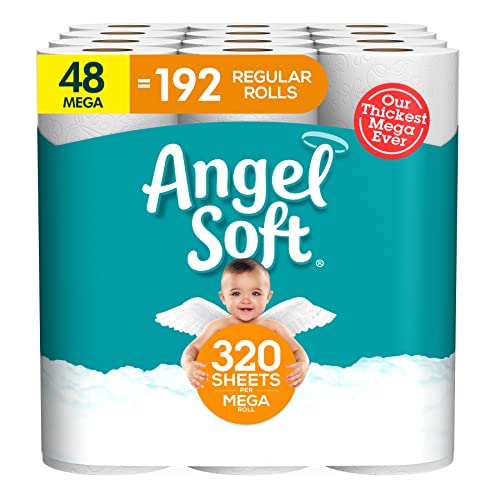 Angel Soft Toilet Paper, 48 Mega Rolls = 192 Regular Rolls, 2-Ply Bath Tissue