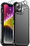 SPIDERCASE for iPhone 14 Case, [10 FT Military Grade Drop Protection][Non-Slip] [2+Tempered Glass Screen Protector][2+Tempered Camera Lens Protector] Heavy Duty Full-Body Shockproof Case, Black