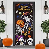 6 x 2.5 feet Halloween Door Decoration Cover Large Fabric Halloween Party Decoration Sign Halloween Decoration Outdoor Porch Sign for Front Door Halloween Party Supplies Indoor Outdoor(Happy Style)