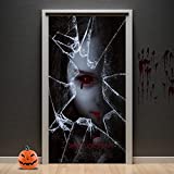 Halloween Haunted House Door Window Wall Cover Decoration, Scary Bloody I Smell Children Sign, Halloween Party Ghost Decoration Supplies