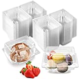 Bercoor 100 Pcs Disposable Portable Clear Plastic Clamshell Food Containers for Salads, Hamburgers, Bread and Sandwiches(6.1" x 4.9" x 3.1")