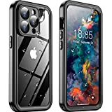 Temdan for iPhone 14 Pro Case Waterproof,Built-in 9H Tempered Glass Screen Protector [IP68 Underwater][14FT Military Dropproof][Dustproof][Real 360] Full Body Shockproof Phone Case-Black/Clear