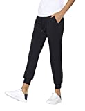 AJISAI Women's Joggers Pants Drawstring Running Sweatpants with Pockets Lounge Wear Black 2XL