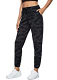 Haowind Joggers for Women with Pockets Elastic Waist Workout Sport Gym Pants Comfy Lounge Yoga Running Pants(Black Ash Camo L)