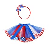 KADBLE Kids Girls July 4th American Flag Printed Tutu Skirt Independence Day Dance Dress and Headband Set (Medium)