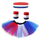 Danballto Red White Blue Tutu Women Skirt 5k Independence Day Tutu Set American Flag Tutu Adult 80s Sweatband Headband Wristbands Set