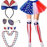 Independence Day Set Tutu Necklace Earrings Flag Sunglasses Headband Stockings(Small)