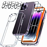 Milomdoi [10 in 1] for iPhone 14 Pro Max Case Clear with 3 Pack Screen Protector Accessories 3 Pack Camera Lens Cover Protective Slim Thin Cute Phone Cases Funda Compatible with MagSafe Women Men