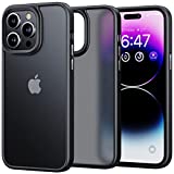 ANNGELAS Shockproof Case for iPhone 14 Pro Max CaseTranslucent&Silky Touch&Sensitive Aluminum Buttons Anti-Fingerprint Anti-Scratch for iPhone Pro Max 14 Case for Women Men (Black)