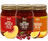 Green Jay Gourmet Fruity Favorites Salsa Variety Pack - Cherry Salsa, Peach Salsa, Mango Salsa - Fruit Salsa Gift Set - Medium Heat Picante Salsa - Gluten-Free Gourmet Salsa Dip - 17 Ounces, Pack of 3