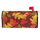 Wamika Fall Maple Leaves Mailbox Cover Autumn Leaf Mailbox Covers Magnetic Standard Size 18" X 21" Mailbox Wraps Post Letter Box Cover Garden Decorations