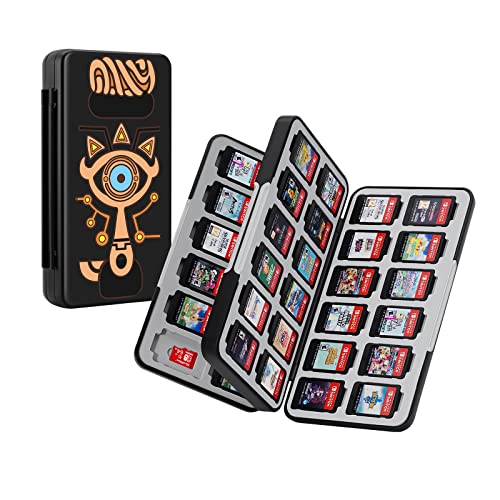 JINGDU 48-Slot Switch Game Case for Switch Game Cards, The Game Cartridge Holder for Switch/NS/OLED/Lite Games Can Store 48 Game Cards and 24 Micro SD Cards, Hard Shell, Silicon Lining, Eye