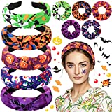 10 Pieces Halloween Headband Pumpkin bat ghost Twist Knot HairBand Knot Bandanas Headwear Elastic HAIR scrunchies TIES Accessories for Women Girls Halloween Costume Cosplay Party (Halloween)