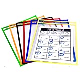 PDX Reading Specialist Dry Erase Pocket Sleeves - 6 Assorted Colors - Oversized Plastic Sheet Protectors - Great for Teachers, School, Home & Office, Shop Tickets and More