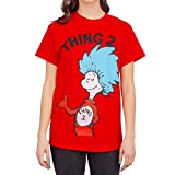 Dr. Seuss Thing 1 or Thing 2 Adult Red T-Shirt (Thing 2, X-Small)