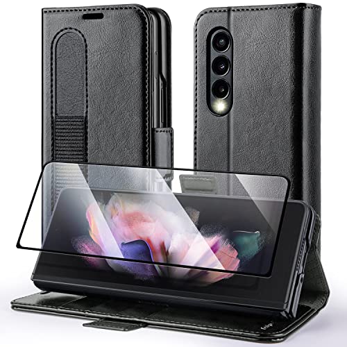 OCASE Compatible with Samsung Galaxy Z Fold 4 5G Wallet Case with S Pen Holder, PU Leather Flip Folio Case with Card Slots RFID Blocking Kickstand Phone Cover 7.6 Inch for Z Fold4 5G (2022) - Black
