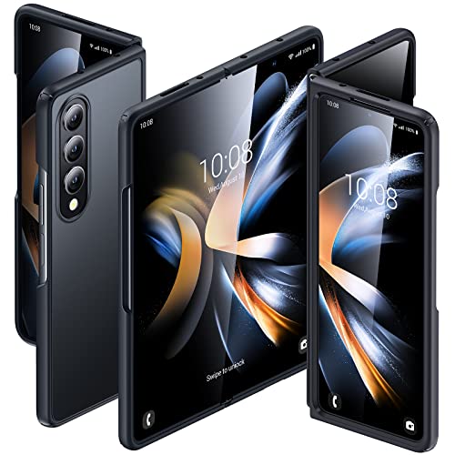 Humixx Translucent Matte for Samsung Galaxy Z Fold 4 Case, [Mil-Grade Protection] [Anti-Fingerprint] Silky Touch Hard PC Back with Non-Slip Soft TPU Edge, Airbag Shockproof Case for Z Fold 4, Black