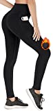 Heathyoga Fleece Lined Leggings with Pockets for Women High Waisted Yoga Pants Thermal Winter Workout Leggings for Women Black