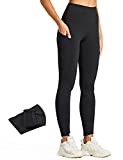 ZUTY Fleece Lined Leggings Women Water Resistant Winter Thermal Insulated High Waisted Workout Leggings Pockets Plus Size Black L