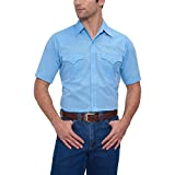 Ely Cattleman Men's Short Sleeve Solid Western Shirt, Light Blue, Large