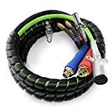 TORQUE 12ft 3 in 1 ABS & Power Air Line Hose Kit Airline Air Hose Wrap 7 Way Electrical Cable with Handle Grip for Semi Truck Trailer Tractor (TR813212)