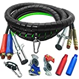 15 ft 3 in 1 Semi Truck Air Line Kit, Air Lines for Tractor Trailer Truck Parts with Rubber Air Hose Assembly,7 Way ABS Electrical Cable, Peterbilt Air Power Line TR Trailer with Handle Grip Glad