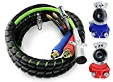 TORQUE 12ft 3 in 1 ABS & Air Power Line Hose Wrap 7 Way Electrical Cable with Handle Grip & Gladhands for Semi Truck Trailer Tractor (TR813212)