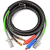 ZIQUN 15ft 3 in 1 Wrap Air Power Line, 7 Way Glad Hand Air Hose, ABS Semi Air Hose ABS Electrical Air Line Hose Assemblies for Semi Truck, Trailer, Tractor(TR813215)