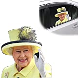 Afaster Queen Car Window Decal for Vehicles ,Car Window Cling,Window Cling Elizabeth Car Sticker (Yellow-Left)