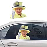 DOLETSKA ANZHELA Queen Car Window Decal for Vehicles Window Cling Elizabeth Car Sticker (Green Right)