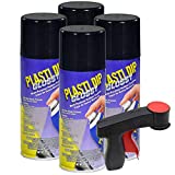 Plasti Dip Glossy Black Rim Kit, 11 oz Aerosol, Pack of 4 cans with Bonus Cangun Tool - Combines Both Color Coat and Gloss Finish