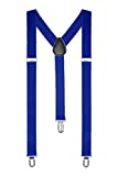 Boolavard Braces/Suspenders One Size Fully Adjustable Y Shaped with Strong Clips (Blue)