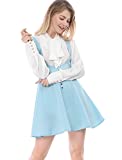 Allegra K Women's Button Decor Overalls Pinafore Dress Suspenders Skirt Medium Sky Blue