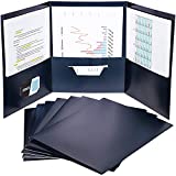 Navy Blue Tri-Fold Paper Folders with Pockets, School Supplies (11.5 x 9 in, 24 Pack)