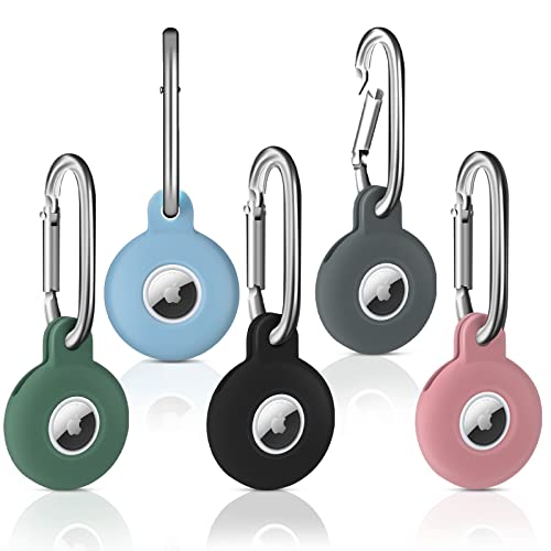 PXHDCN Airtag Keychain [Skin-Friendly Silicone Case], 5 Pack Anti-Scratch Shock-Absorbing Airtag Holder for Apple Air Tag(2021), Airtag Accessories for Keys, Backpacks, Pet, The Valuables