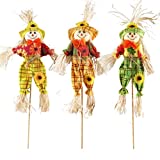 AIPINQI 3 Pack Halloween Scarecrows Decor, Fall Harvest Standing Scarecrow for Thanksgiving Halloween Scarecrows Decorations for Garden, Yard, Porch, Birds Away Decor, Autumn Statue Decoration