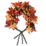 National Tree Company Pre-lit Harvest Mailbox Decoration, Decorated with Pinecones, Berry Clusters, Maple Leaves, LED Lights, Autumn Collection, 36 in