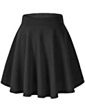 Urban CoCo Women's Basic Versatile Stretchy Flared Casual Mini Skater Skirt (Medium, Black)