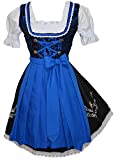 Edelweiss Creek 3 Piece Short Knee Length German Oktoberfest Dirndl Dress Black & Blue (8)