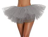 Tutu Skirt for Women Adult Classic Elastic 3 4 5 Layered Tulle Party Marathon Dance Costume Skirts (One Size, 5Layer-Grey, one_Size)