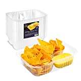 KLINEUS (50 pcs) Nacho Trays for Party, 6x5 inches Nacho Trays Disposable, 2 Compartments Clear Plastic Nacho Containers with Chip and Dip Holder, Nacho Tray for Kids, Movie Theater, Festivals (12Oz)