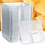 300 Packs Nacho Trays Disposable 2 Compartment Food Tray 6 x 5 Inch Concession Stand Supplies Movie Night Snack Trays Clear Plastic Cheese Dip and Chip Holder for Candy Kids School Carnival Party