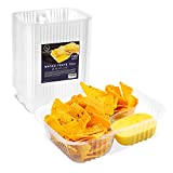 KLINEUS (100 pcs) Nacho Trays for Party, 6x5 inches Nacho Trays Disposable, 2 Compartments Clear Plastic Nacho Containers with Chip and Dip Holder, Nacho Tray for Kids, Movie Theater, Festivals (12Oz)