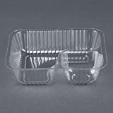 Carnival King Clear 2 Compartment Plastic Nacho Tray, 50-Pack, Small