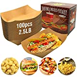 2.5 LB Paper Bowls - Eco Friendly Disposable Hot Dog Tray, Popcorn Bowl, Nacho Trays, Paper Food Trays Disposable, Strong and Oil-Proof, Party Trays for Serving Food Disposable Food Containers(100pcs)