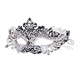 Hoshin Masquerade Mask, Mardi Gras Deecorations Venetian Masks for Womens (Black with Silver Line)