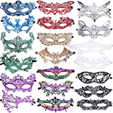 SIQUK 20 Pieces Lace Masquerade Mask Women Venetian Masks Lace Mask for Masquerade Evening Prom Ball Bachelorette Party and Costumes, 9 Colors