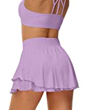 UrKeuf Women's Tennis Skirts with Pockets Flowy Cute Mini Casual Skirt Activewear Sports Skort Inner Shorts