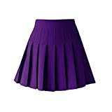 ZHANCHTONG Women's High Waist A-Line Pleated Mini Skirt Short Tennis Skirt (Purple, M)